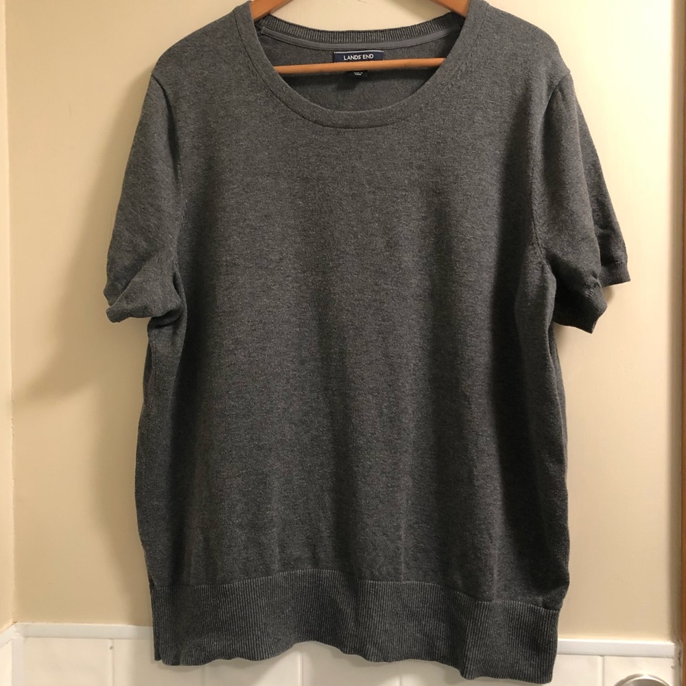 DONATED to WNC Helene Recovery 1X Landsend short-sleeve gray sweater